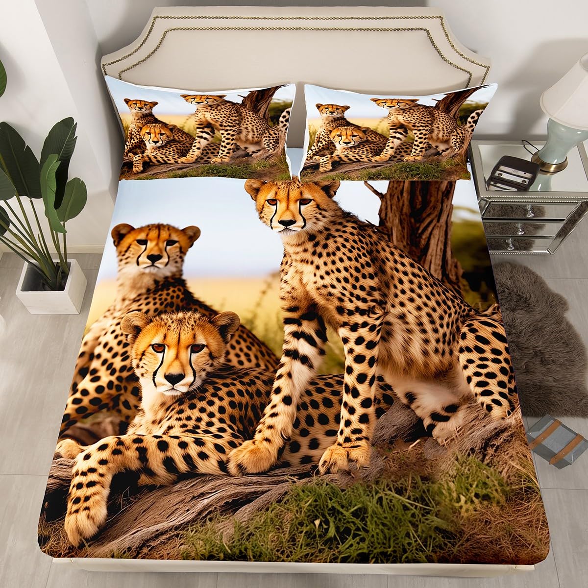 Erosebridal Leopard Bedding Set Twin, Cheetah