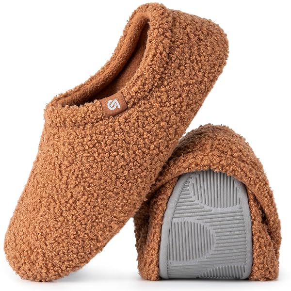 DL Women's Memory Foam Slippers - Fluffy Velvet Scuff With Non-Slip Sole (Pink/Gray) - View #2