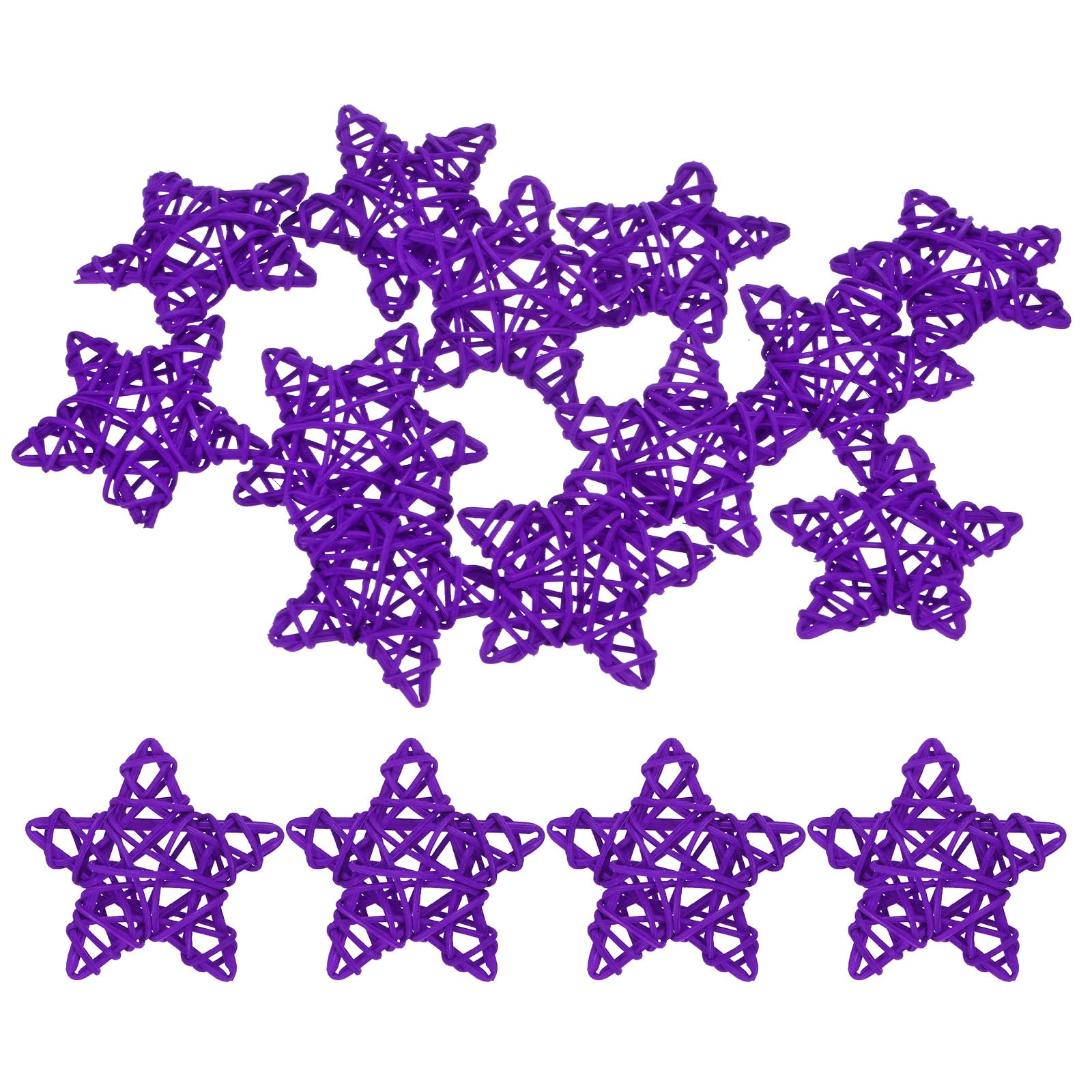 M METERXITY 12-Pack Pentagram Wicker Rattan Balls 65mm/2.6 Inch Decorative Rattan Balls Orbs Vase Fillers Bowl Fillers for Christmas/Weddings/DIY Crafts/Home Decor [Dark Purple]