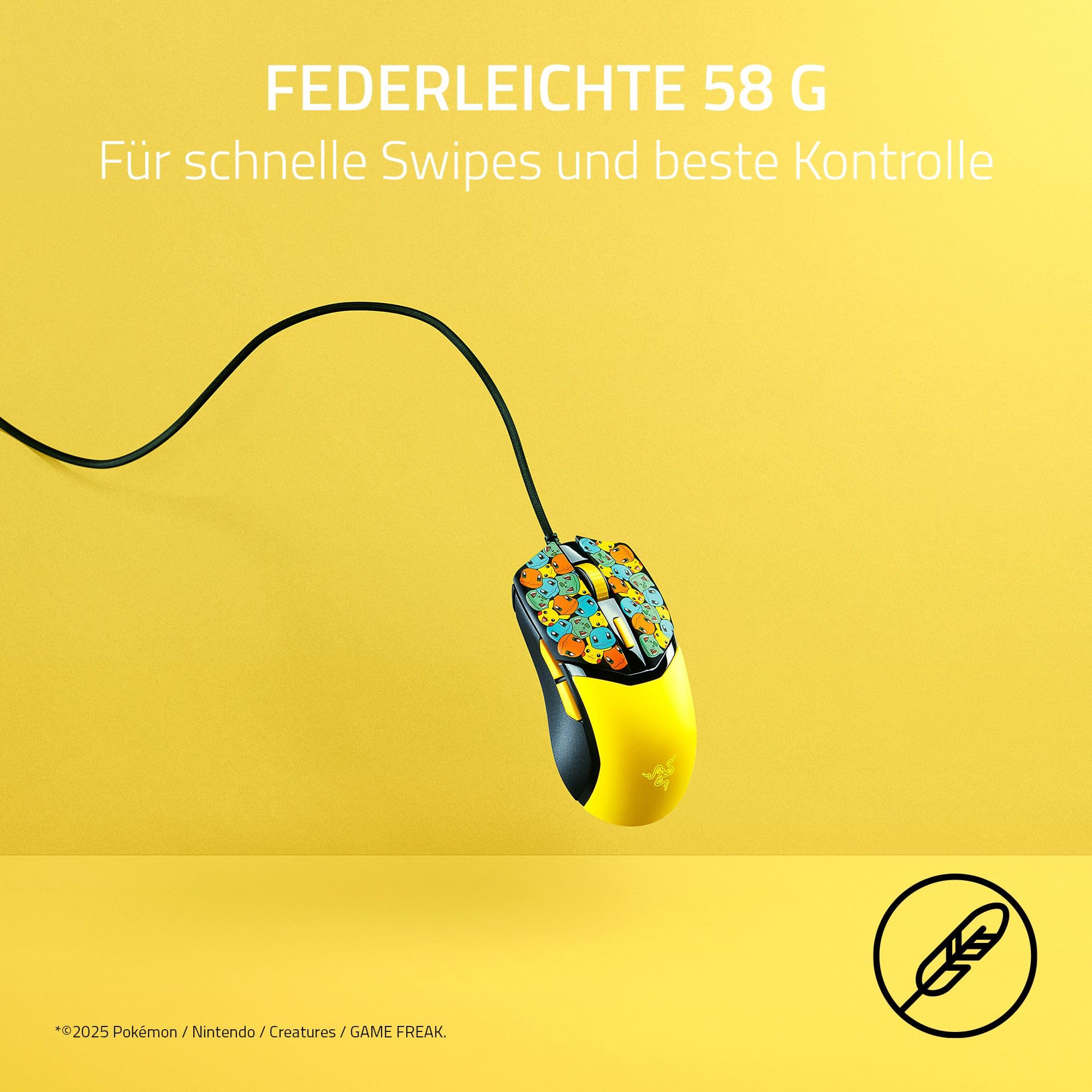 Razer Cobra Pokémon Edition - Leichte kabelgebundene Gaming-Maus - 8500 DPI Sensor - 58g - optische Mausschalter 3th Gen - Chroma-Beleuchtung mit Gradient Underglow - Speedflex-Kabel | Pokémon Kanto 2