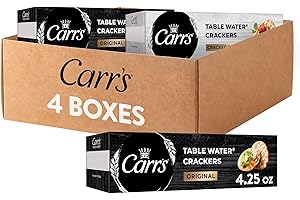 Carr's Table Water Crackers, Baked Snack Crackers, Party Snacks, 2 Flavor Variety Pack (4 Boxes)