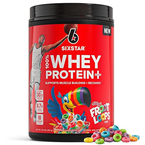 Six Star Whey Protein Powder Plus - Muscle Building & Recovery Formula with Whey Isolate Powder, BCAAs, 30g Protein, Immune Support - Post-Workout Supplement - Kellogg’s Froot Loops Flavor, 1.8 lbs