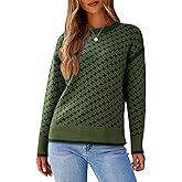 Dokotoo Womens Casual Cross Jacquard Sweaters 2025 Crewneck Long Sleeve Fall Winter Warm Knit Pullover Tops Clothes