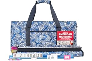 ZGME American Mahjong Set,166 Premium White Tiles with Soft Bag and Accessories,4 All-in-One Mahjong Racks with Pushers,Complete Western Mah Jongg,Mah-Jongg,Ma Jong Set