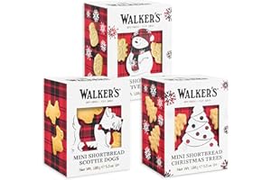 WALKERS Walker’s Shortbread Variety Pack, 15.9 oz, 3 Boxes, Includes Scottie Dog, Snowman & Tree Shaped Mini Christmas Cookies