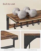 VASAGLE Wall-Mounted Coat Rack Shelf 10 Removable Hooks Rustic Brown Black view 5