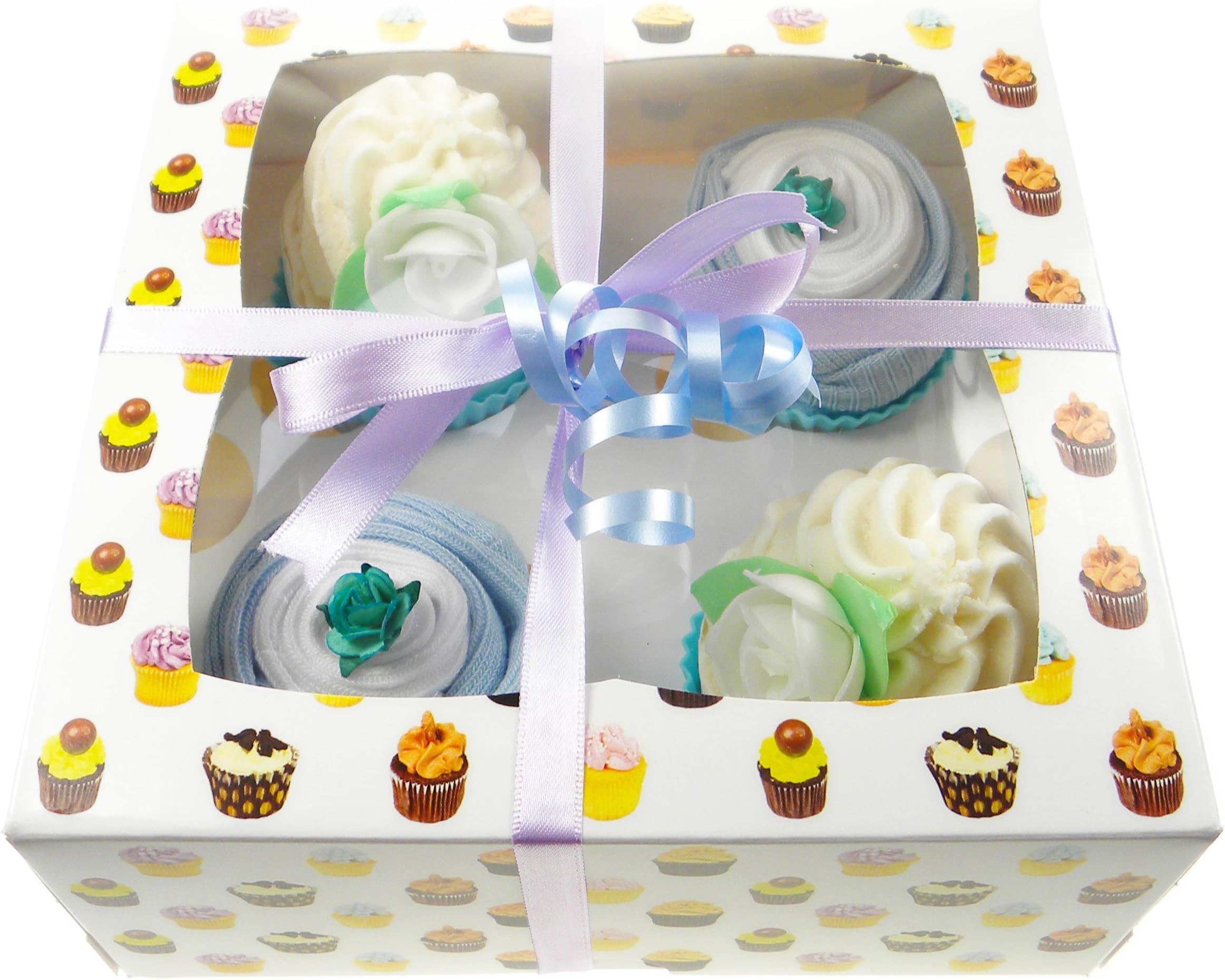 Baby Boy Sock Cupcakes with Mummy Bath Melts