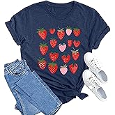 MAIHUN Strawberry Shirts Fruit Tshirts Strawberries Graphic Tee Garden Clothing Gardener Gift Tops