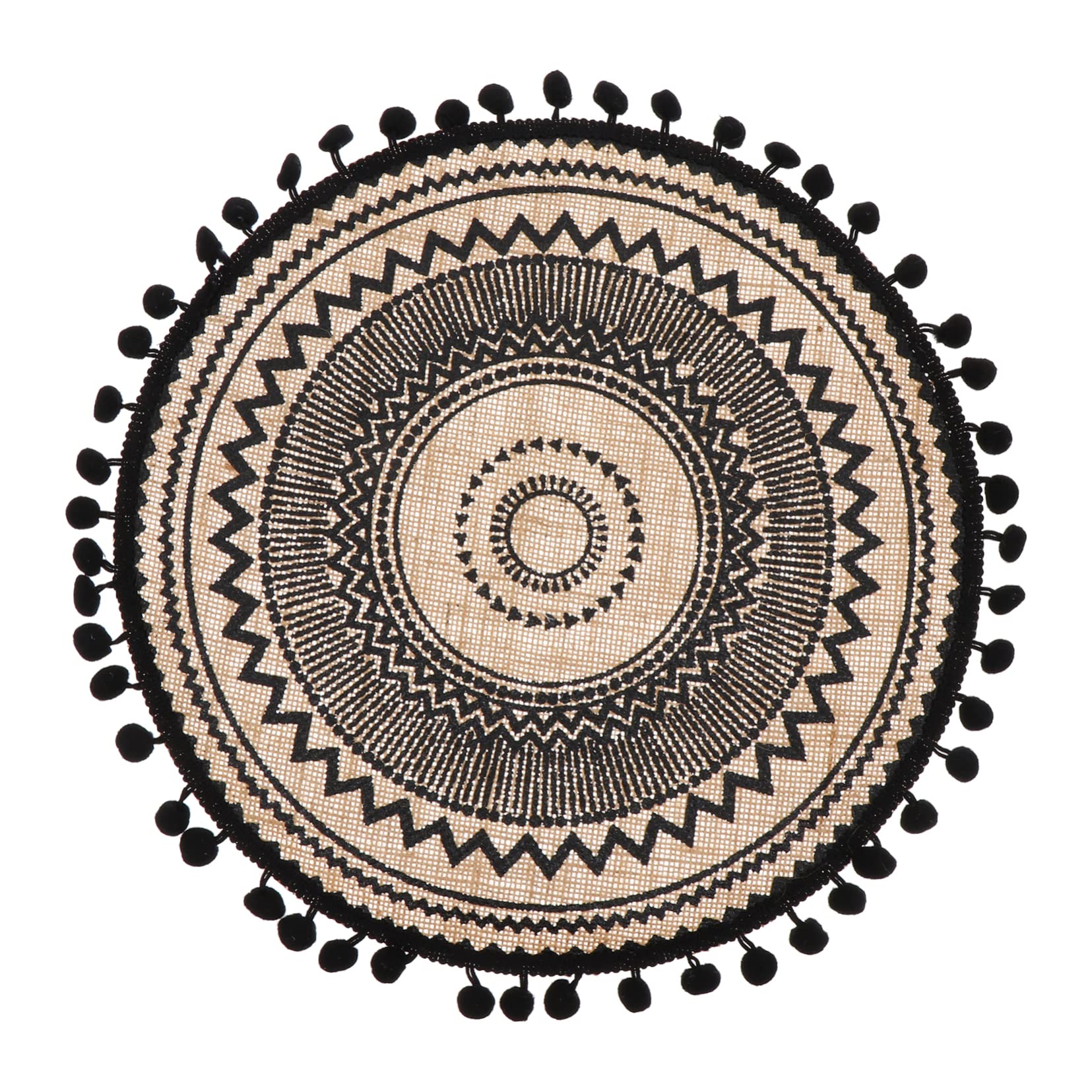 NAMOARLY Bohemian Woven Placemat 14 Inch Cotton Linen Table Mat Insulation Mat Cup Coaster for Home Dining Decorative Protective Table Pad