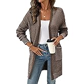 Sidefeel Womens 2025 Fall Outfits Long Sleeve Open Front Cardigan Sweaters Trendy Chunky Hexagon Knit Sweaters Coat