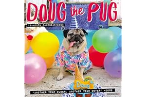 Willow Creek Press Doug the Pug Monthly 2024 Wall Calendar (12" x 12")