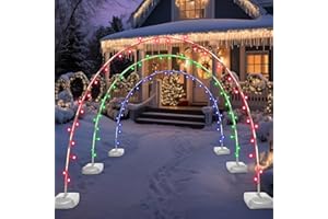 Soaoo 3 Sets 10 ft Light Arch for Christmas Holiday Garden Arch Stand with 3 Pcs 66ft 8 Modes LED Xmas String Lights for Christmas Wedding Doorway Pathway Yard Party (Red, Green, Blue)