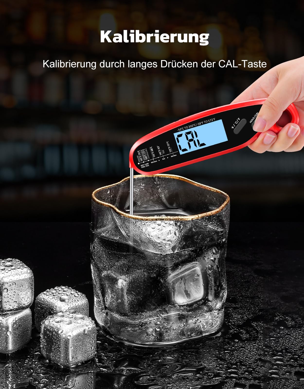 Babacom Fleischthermometer Sofortanzeige mit zwei Sonden & großem Bildschirm, Bratenthermometer mit Alarmeinstellung und Kalibrierung, Grillthermometer für Küche, Ofen, Zucker, Flüssigkeiten, BBQ 6