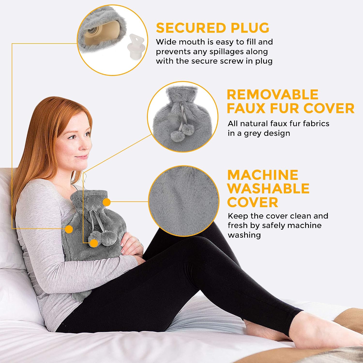 LIVIVO 2L Hot Water Bottle with Cover UK, Large Thermoplastic Hot Water Bottles for Adults Winter Warmth & Stress Relief - Image 4