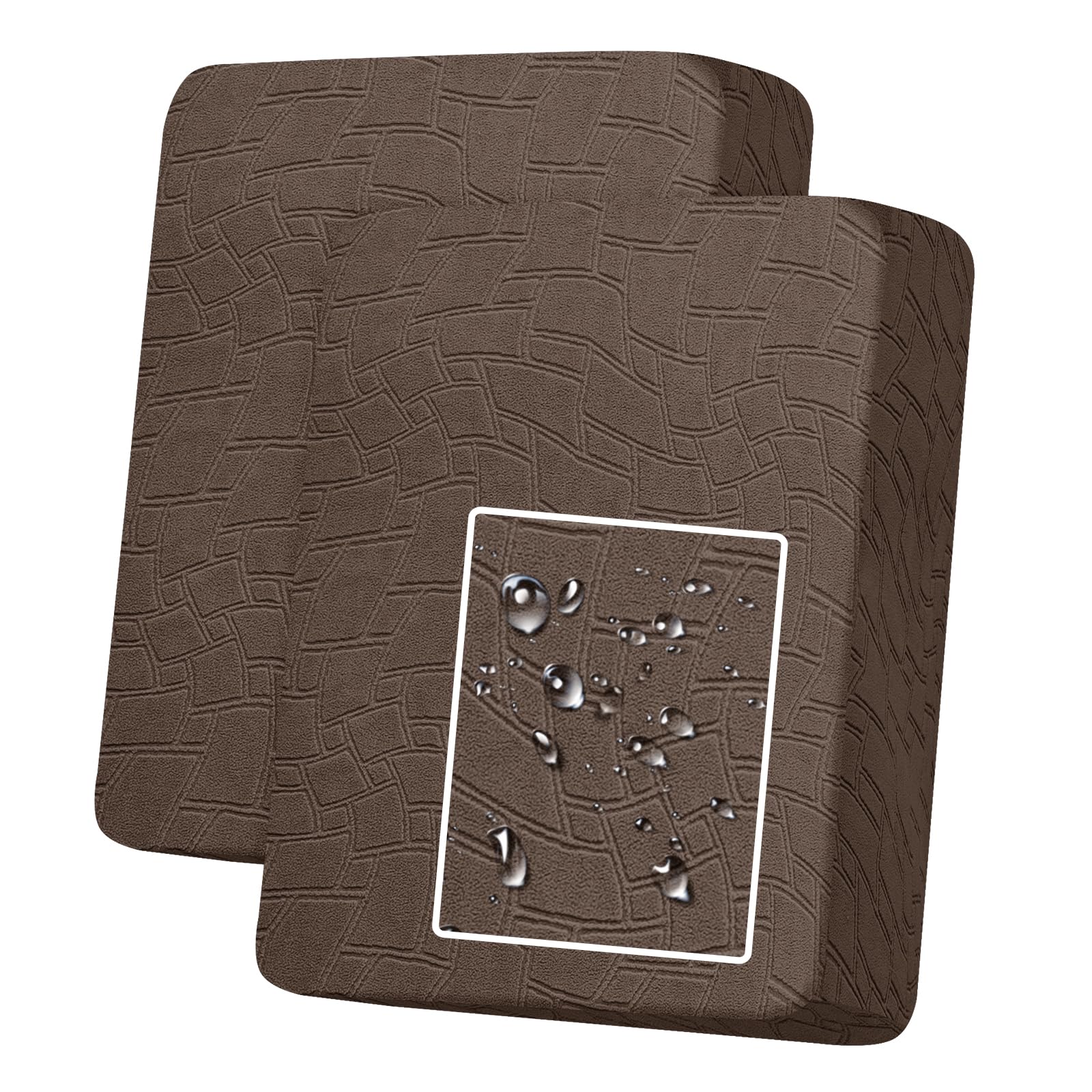 MAXIJIN Waterproof Sofa Seat Cushion Cover Jacquard Sofa Seat Cover Non-Slip Couch Seat Slipcover Protector Replacement for Individual Cushion with Elastic Bottom (Dark Brown, 1 Seater*2)