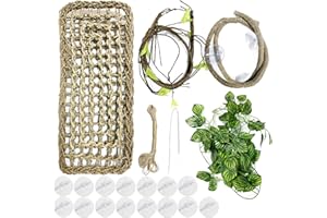 PietyPet Reptile Lizard Habitat Decor Accessories, Bearded Dragon Hammock, Reptile Hammock with Artificial Climbing Vines and Plants for Chameleon, Lizards, Gecko, Snakes, Lguana