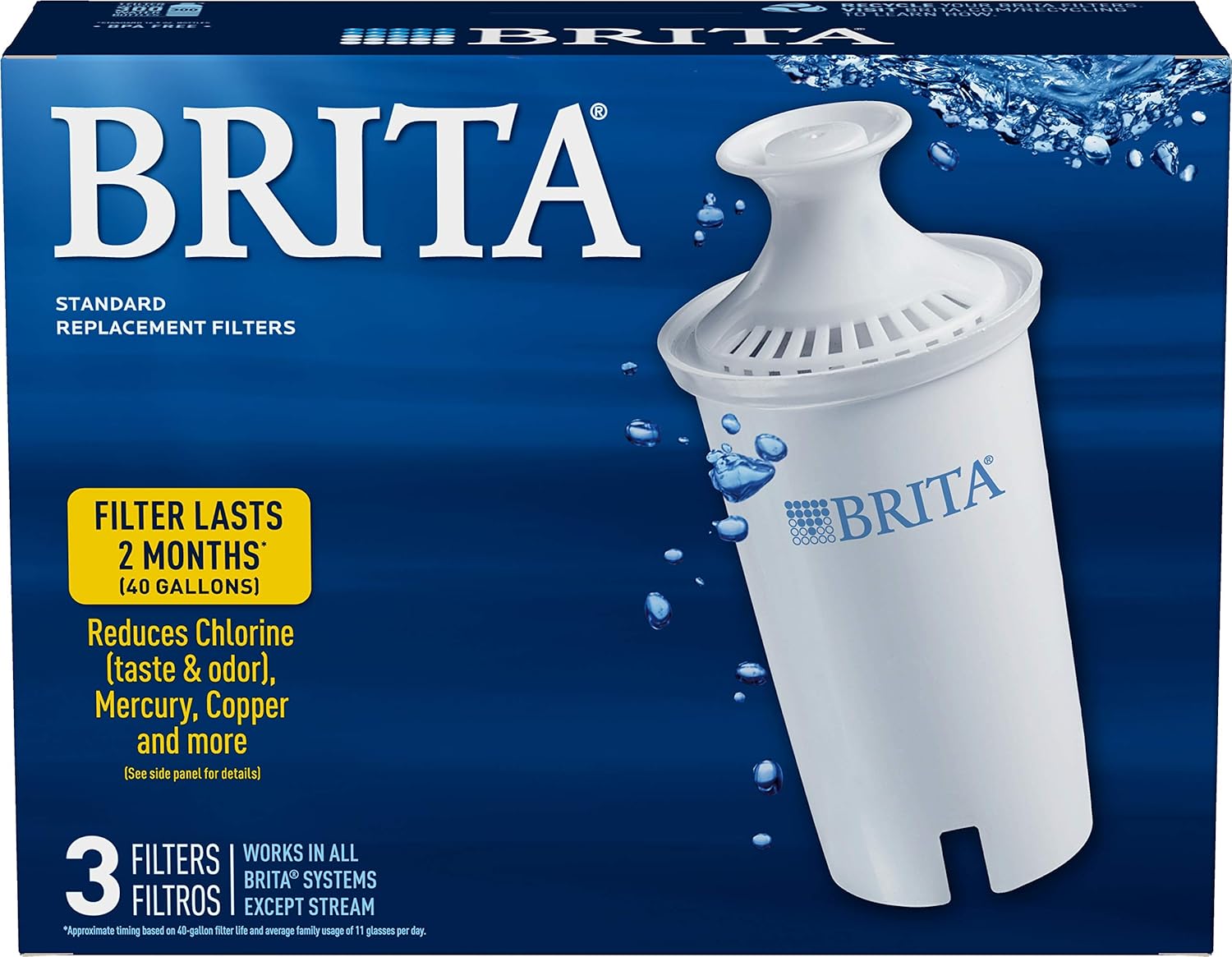 Brita 3 Count Water Filter Pitcher Advanced Replacement Filters