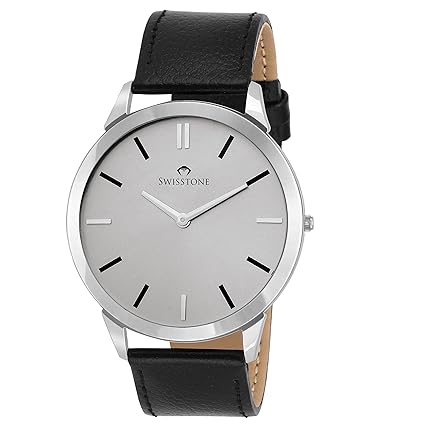 Swisstone Analogue Silver Dial Mens Watch Slim111-Silver