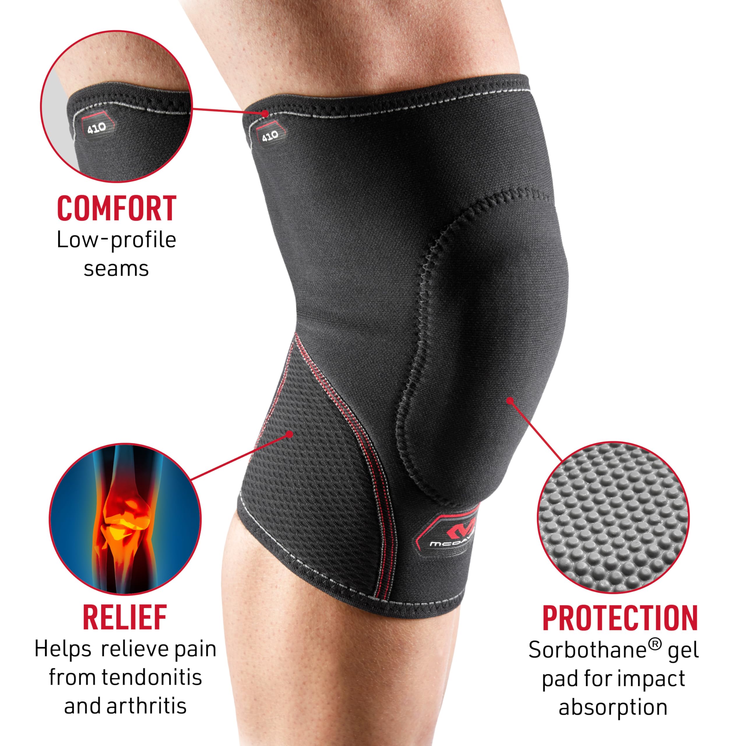 McDavid Knee Pad with Thick Gel Insert for Impact Absorption. Compression Sleeve for Support and Protection. Sorbothane Sponge. For Sports and Activities like Wrestling, Volleyball, Lacrosse Gardening, Home Work. Left or Right Knee