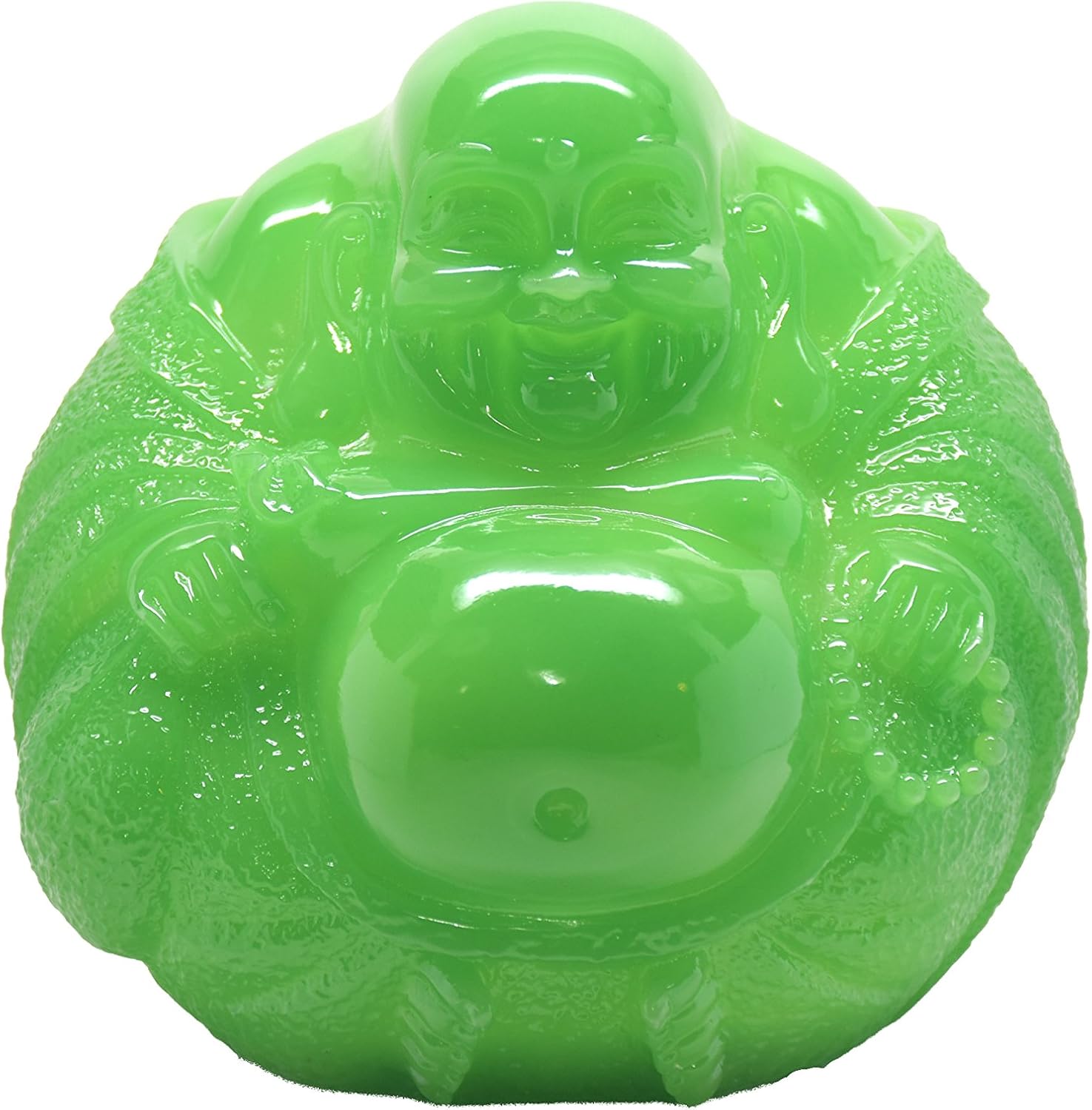 Feng Shui Laughing Buddha Green jade Color Resin Happy health money