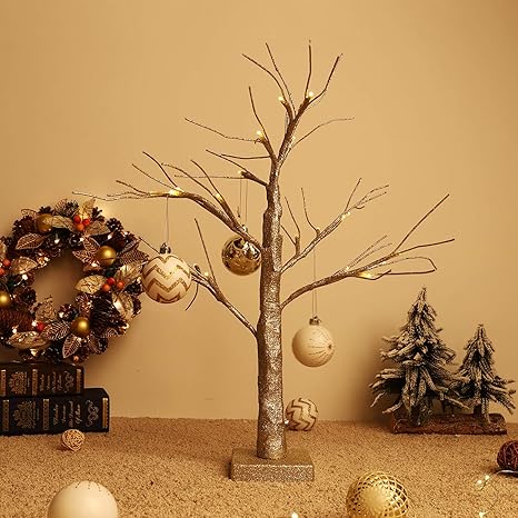 Lewondr Led Birch Tree Lights 24 Inch Battery Powered 24 Bulbs