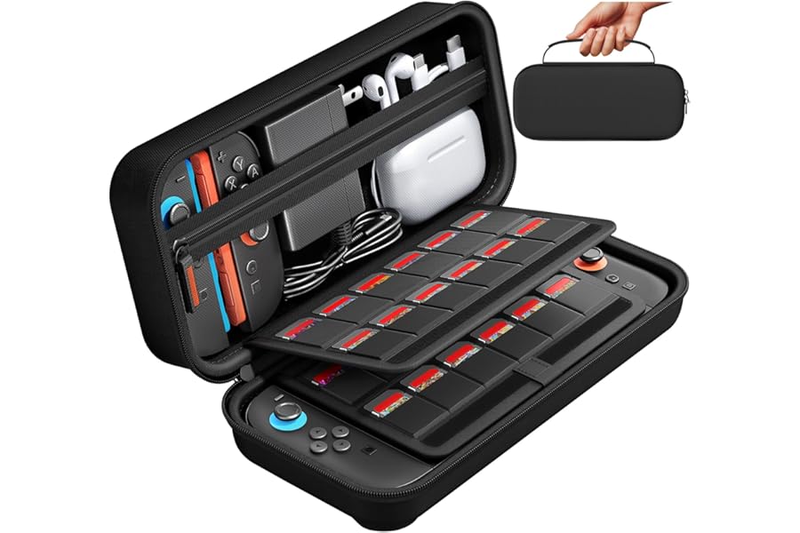 daydayup Switch Carrying Case Compatible with Nintendo Switch 2, with 24 Games Cartridges Protective Hard Shell Travel Carrying Pouch for Console & Accessories Playstation Vita Case