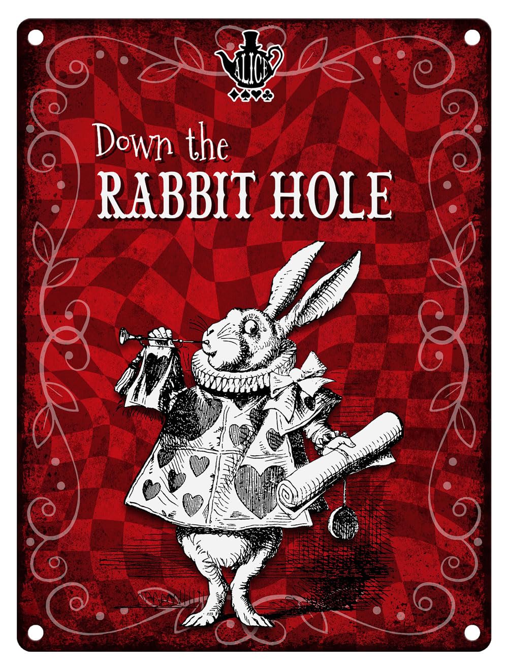 Small (15 x 20 cm) Metal Sign - Alice in Wonderland (colour) - Rabbit Hole
