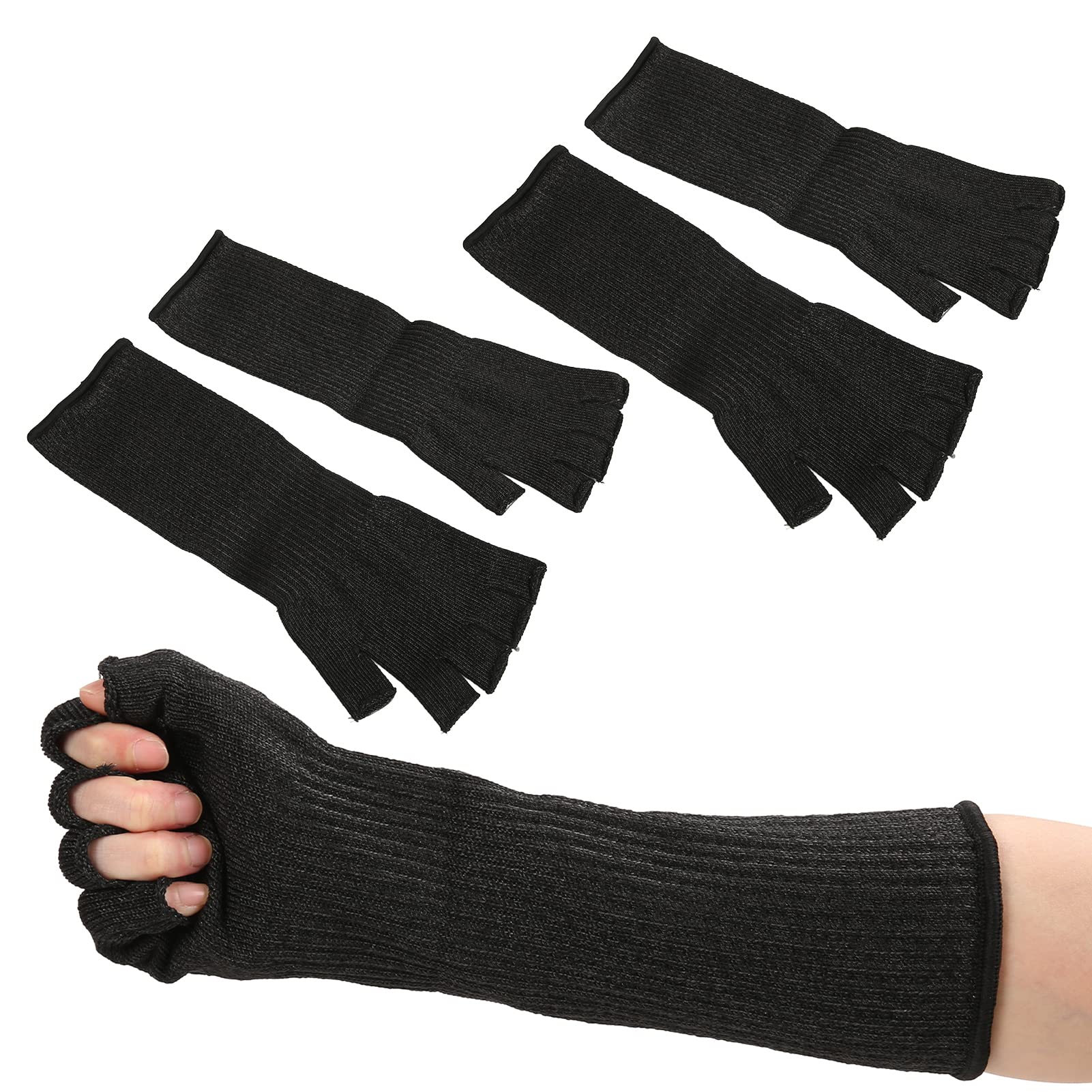 2 Pairs Arm Protection Guard Cut Resistant Safety Sleeves 5 Levels Prevent Scratches Arm Protection Sleeves with Finger Holes(M)