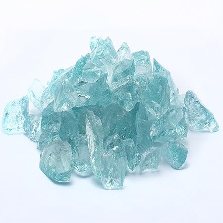 Amazon Com Crystal Teal Fire Glass Chips 10lbs Garden Outdoor
