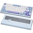 KEEBMONKEY WOBKEY Rainy 75 CNC Aluminum HMX/JWK/Cocoa Switches Triple-Mode Connectivity Mechanical Keyboard with Superior Acoustics, RGB/FR4/Silver SUS304/7000mAh/Cocoa Switch (Pro - Blue)