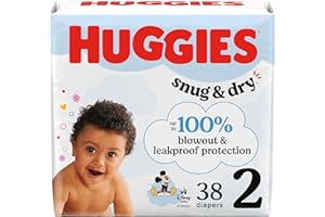 Huggies Size 2 Diapers, Snug & Dry Baby Diapers, Size 2 (12-18 lbs), 38 Count, Packaging May Vary