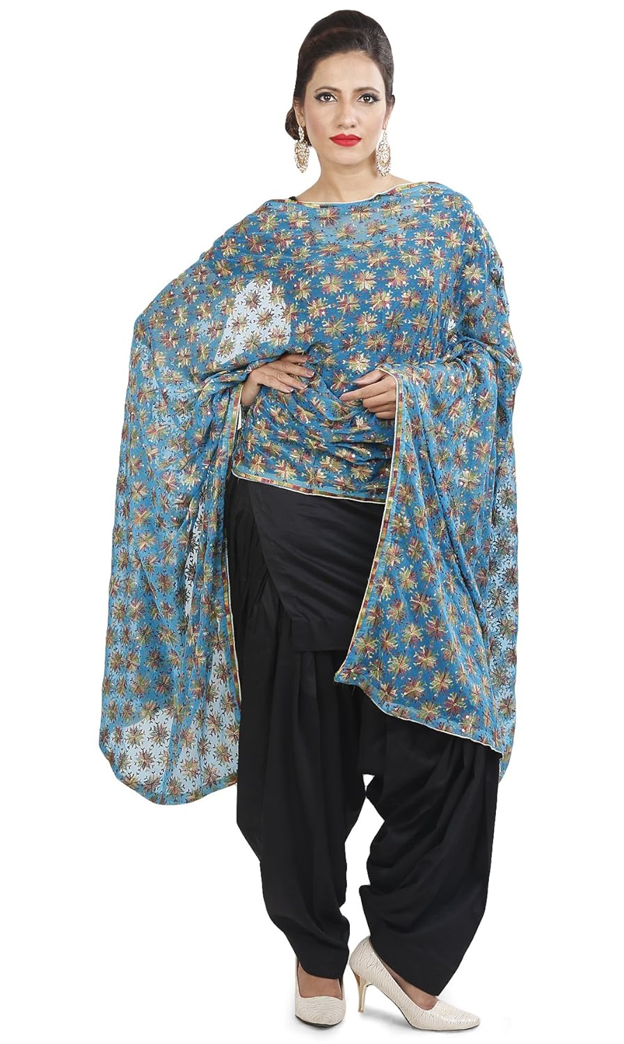 nivetas design studio kachan phulkari dupatta for women, chiffon dupatta for girls