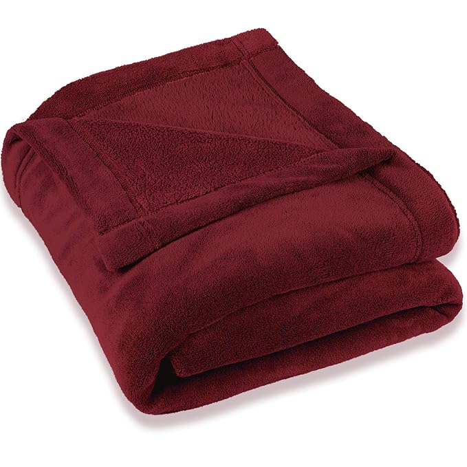 CelinaTex Montreal Kuscheldecke, Mikrofaser Decke Coral Fleece, XXL Wohndecke Bordeaux rot, 220 x 240 cm 5000093