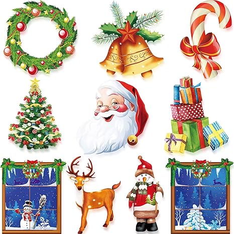10 Pieces Christmas Cutouts Decoration Winter Cutouts With Glue