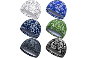 Haysandy 6 Pcs Cooling Skull Cap Motorcycle Helmet Liner Men Women Sweat Wicking Beanie Bicycle Running Cap Head Wrap