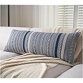 Cethom Boho Lumbar Pillow Covers 14x36 Long, Farmhouse Decorative Couch Pillow Cases, Navy Blue Accent Pillows of Bed, Sofa Bedroom Living Room Home Decor Cushion Cover, Pack of 1