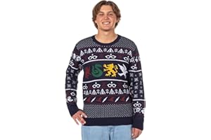 Harry Potter Adult Hogwarts Houses Gryffindor Slytherin Ravenclaw Hufflepuff Knit Ugly Christmas Sweater