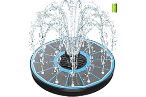 SZMP Solar Fountain for Bird Bath, Working On Cloudy Day Solar Water Fountain with 3.5W Glass Solar Panel 2000mAh Battery 4 Fixer 7 Nozzles Solar Fountain Pump(Blue Solar Panel)