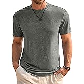Runcati Mens Short Sleeve T-Shirts Classic Crew Neck Casual Shirt Summer Basic Lightweight Fashion Moisture Wicking Tees