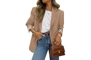 PRETTYGARDEN Blazers for Women 2025 Fall Work Office Suit Jackets Dressy Open Front Leopard Blazer Business Casual Outfits