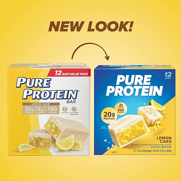 PURE PROTEIN PURE PROTEIN BARS, HIGH PROTEIN, NUTRITIOUS SNACKS TO SUPPORT ENERGY, LEMON CAKE, 12 COUNT, 12 COUNT