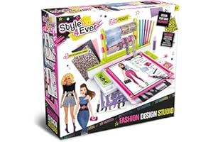 Canal Toys Style 4 Ever Fashion Design Studio, Design Your own Fashions, Design Sheets with Stencils, Stickers, and Fabrics, Add Colors, Patterns, and Textures, All Organized in The Stylish Studio