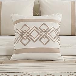 Chezmoi Collection Ariel 7-Piece Taupe Geometric