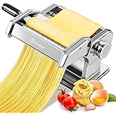 Sailnovo 3-in-1 Pasta Maker with 9-Setting Pasta Roller & Cutters, Silver | 9 Thickness & 2 Width Settings| Stainless Steel B