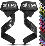 Titan Armour Weight Lifting Straps Extra-Long Gel Grip Black