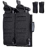 OneTigris Molle Pistol Mag Pouch - Double Magazine Pouch, 9mm Mag Holder for Glok 17/19, S&amp;W M&amp;P, HK VP9 with Plastic Lock Kydex Insert, Quick Release &amp; Laser-Cut Molle