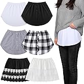 Unittype 6 Pcs Shirt Extender for Women Adjustable Half Slip Mini Short Extenders with Button Fake Top Lower Sweep