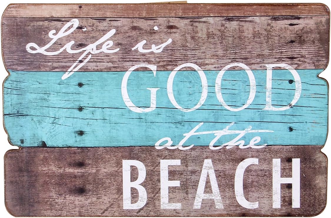 NIKKY HOME Life is Good at The Beach Wooden Wall Decorative Sign 7.87 x 0.63 x 11.87 inches