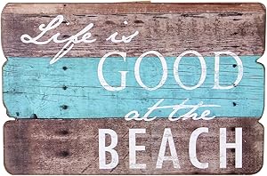 NIKKY HOME Life is Good at The Beach Wooden Wall Decorative Sign 7.87 x 0.63 x 11.87 inches