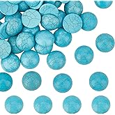 SUNNYCLUE 1 Box 50Pcs Gemstone Cabochons 16mm Round Cabochon Synthetic Turquoise Stone Flatbacks Half Round Loose Gemstones Beads No Hole Dome Blue Cabochons for Jewelry Making DIY Earrings Adult